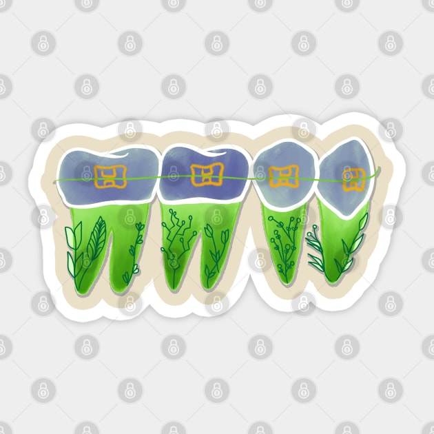 Botanical Dental Braces Sticker by Happimola